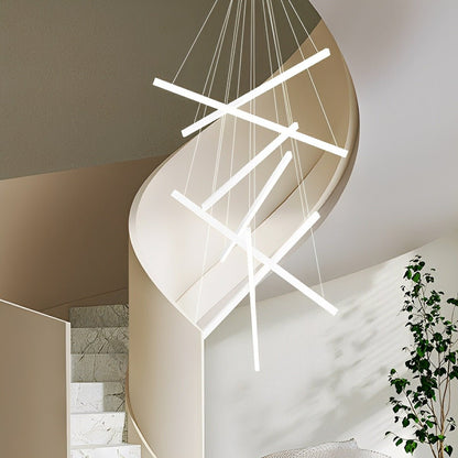 Minimalist Strip Stepless Dimming LED White Modern Chandelier