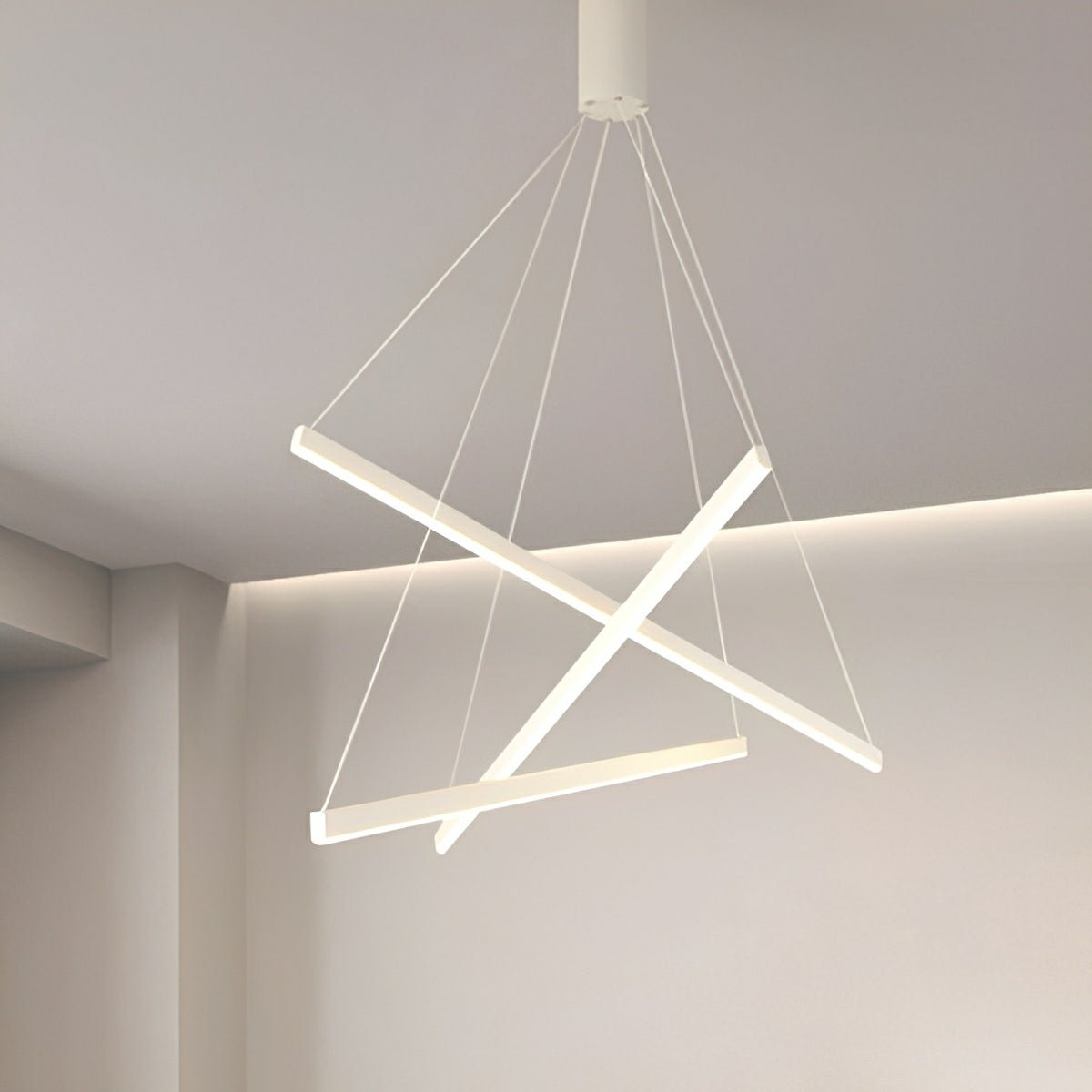 Minimalist Strip Stepless Dimming LED White Modern Chandelier