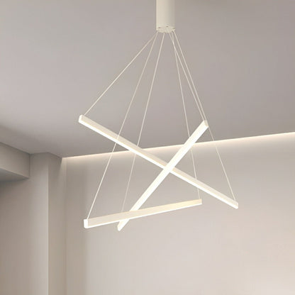 Minimalist Strip Stepless Dimming LED White Modern Chandelier