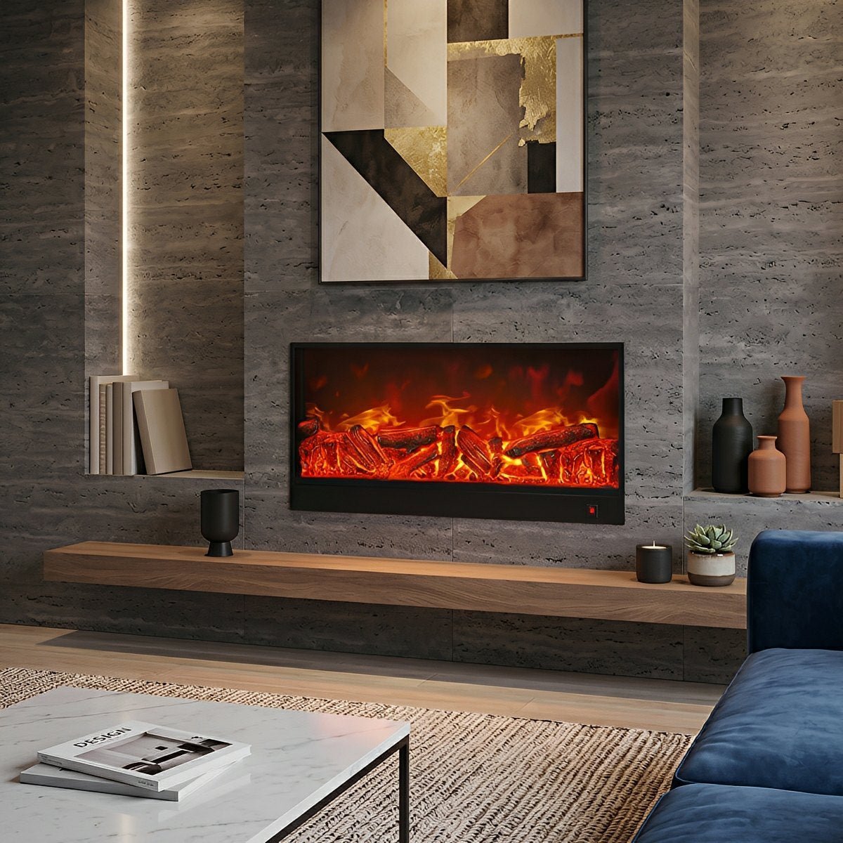 Modern 3D LED Flame Wall Fireplace Light Ambient Lighting