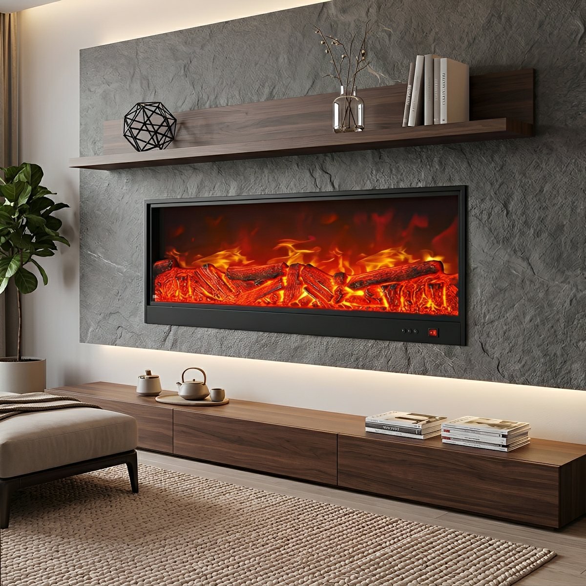 Modern 3D LED Flame Wall Fireplace Light Ambient Lighting