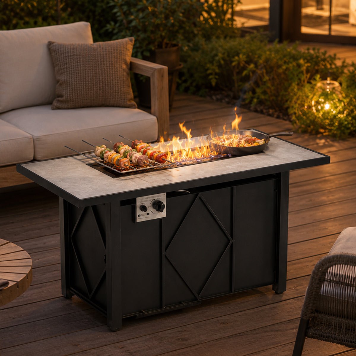 Modern 43-Inch Fire Pit Table Outdoor Gas Fire Pit
