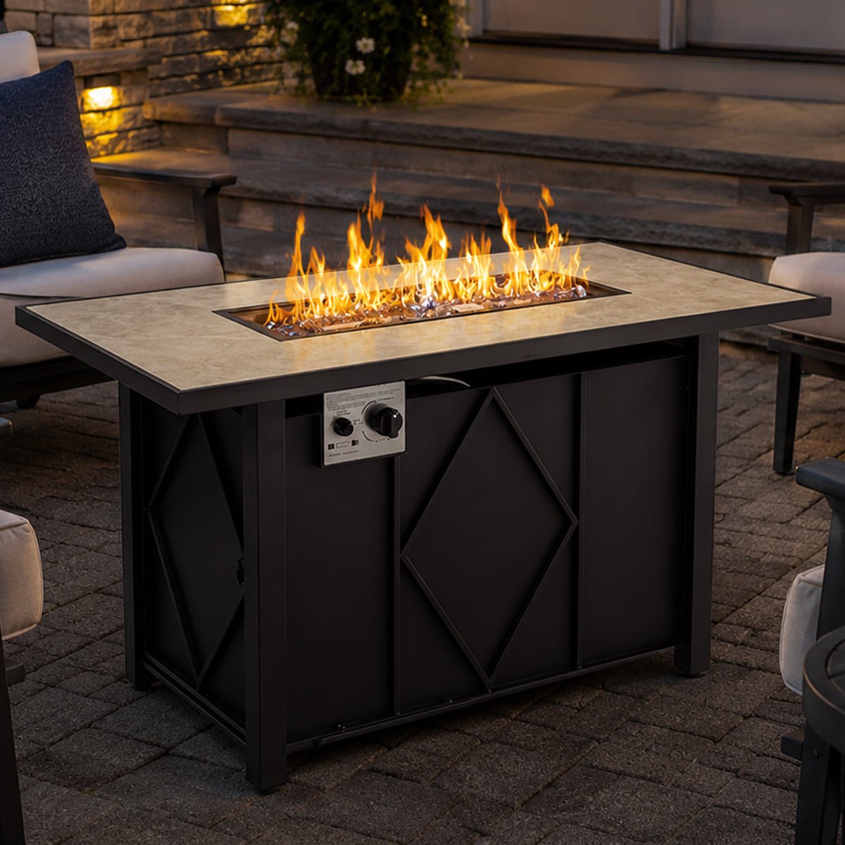 Modern 43-Inch Fire Pit Table Outdoor Gas Fire Pit