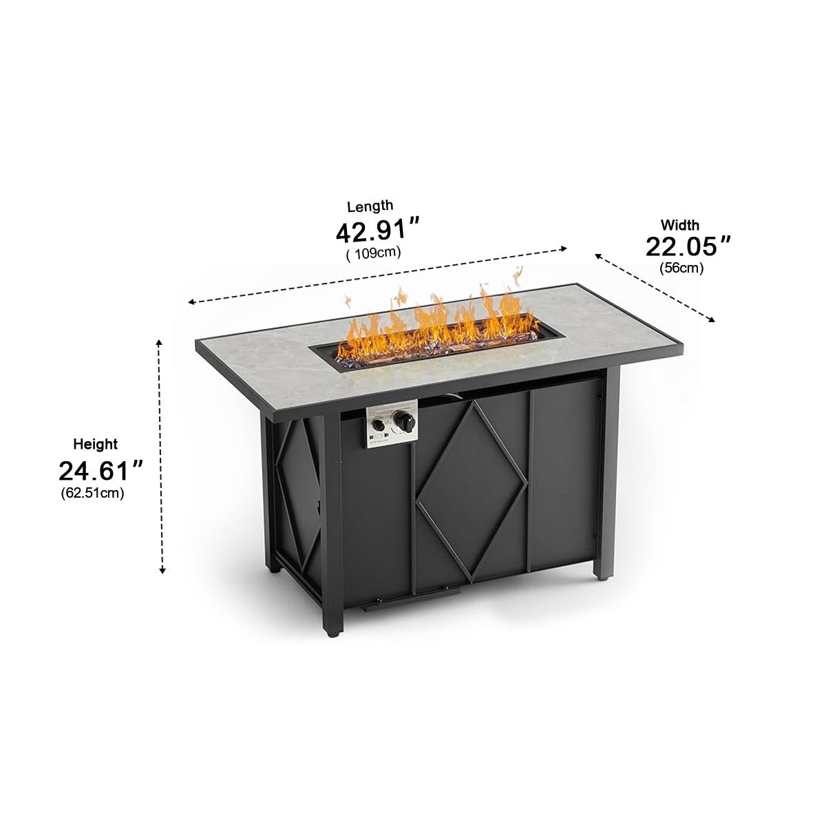 Modern 43-Inch Fire Pit Table Outdoor Gas Fire Pit