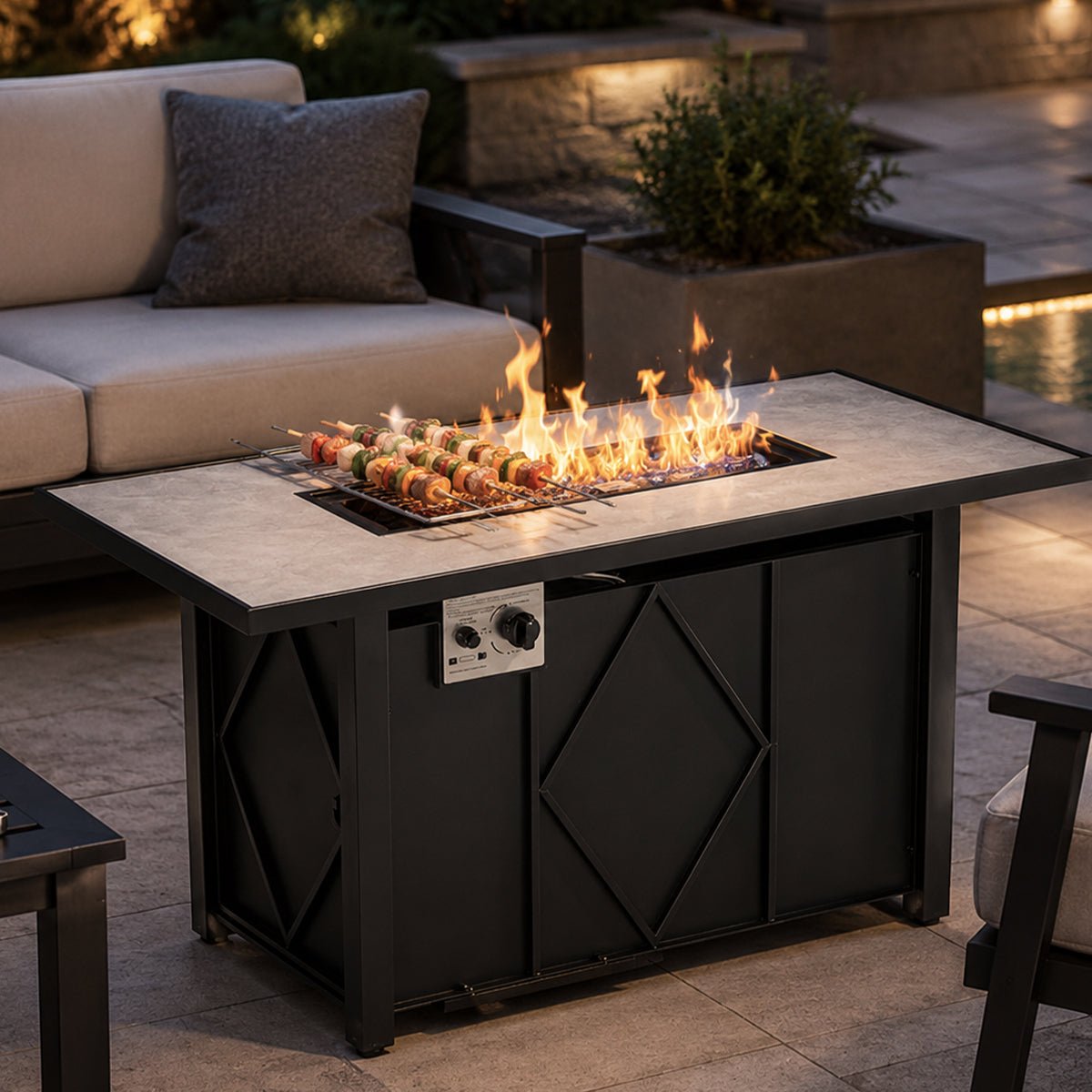 Modern 43-Inch Fire Pit Table Outdoor Gas Fire Pit