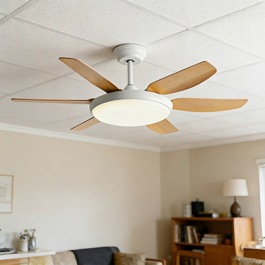 Modern 6-Blade Scandinavian Minimalist Ceiling Fan with LED Light