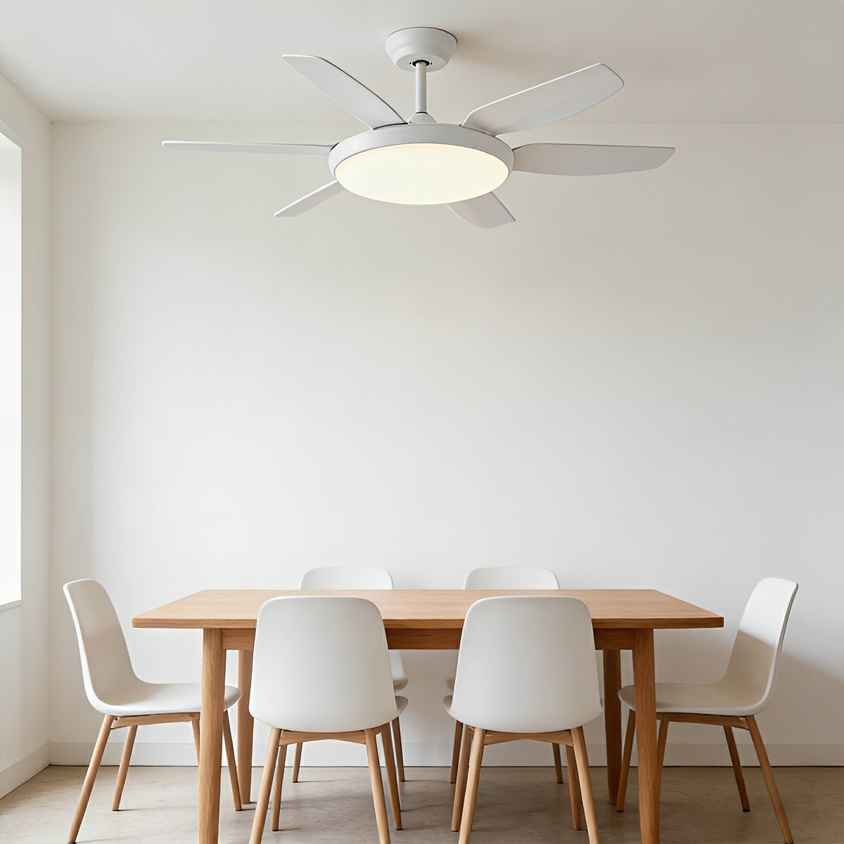Modern 6-Blade Scandinavian Minimalist Ceiling Fan with LED Light