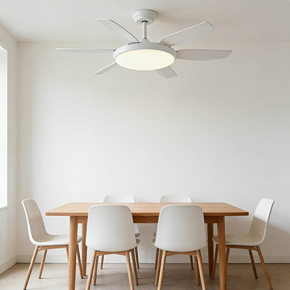 Modern 6-Blade Scandinavian Minimalist Ceiling Fan with LED Light