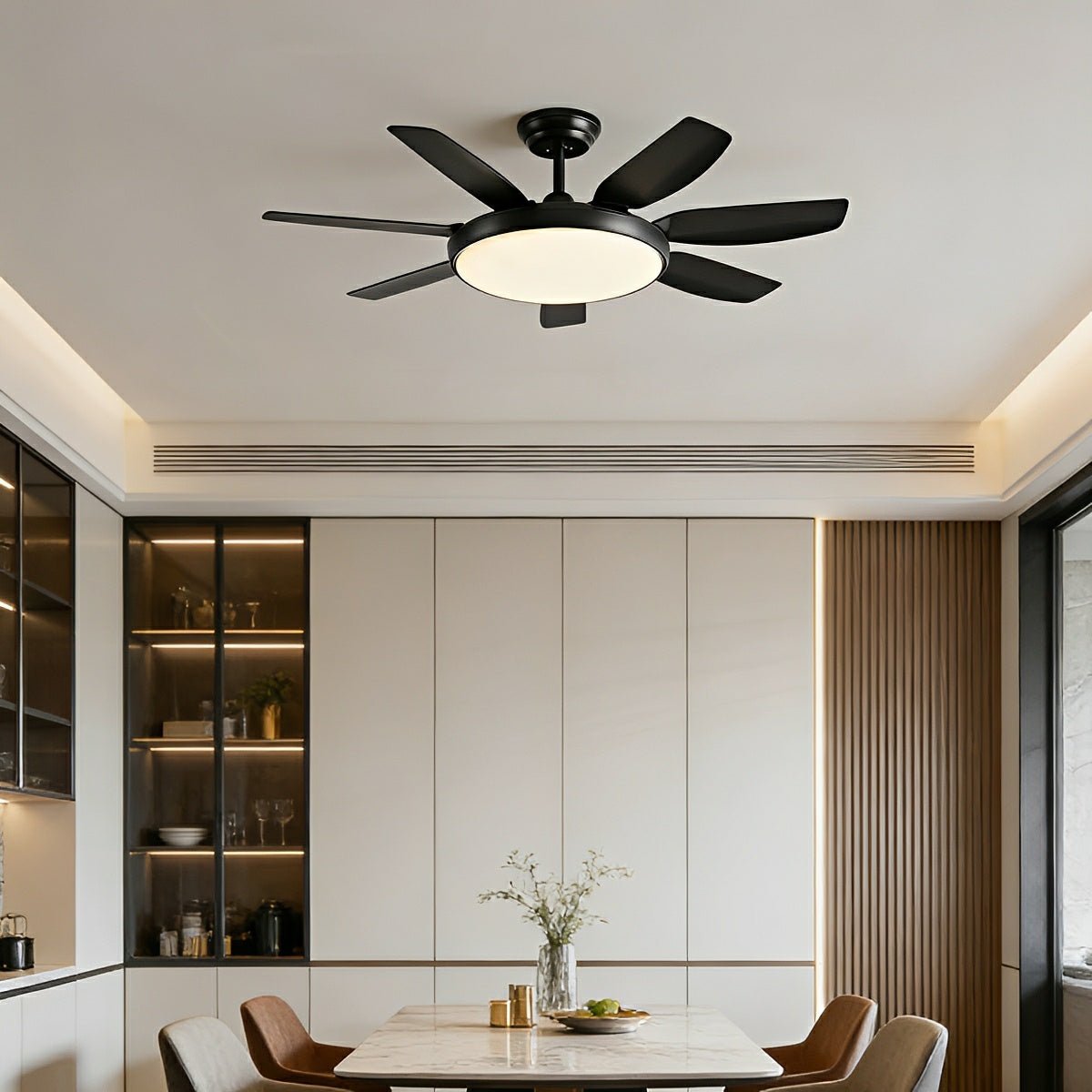 Modern 6-Blade Scandinavian Minimalist Ceiling Fan with LED Light