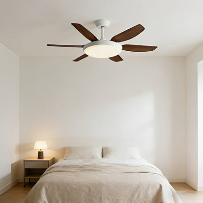 Modern 6-Blade Scandinavian Minimalist Ceiling Fan with LED Light