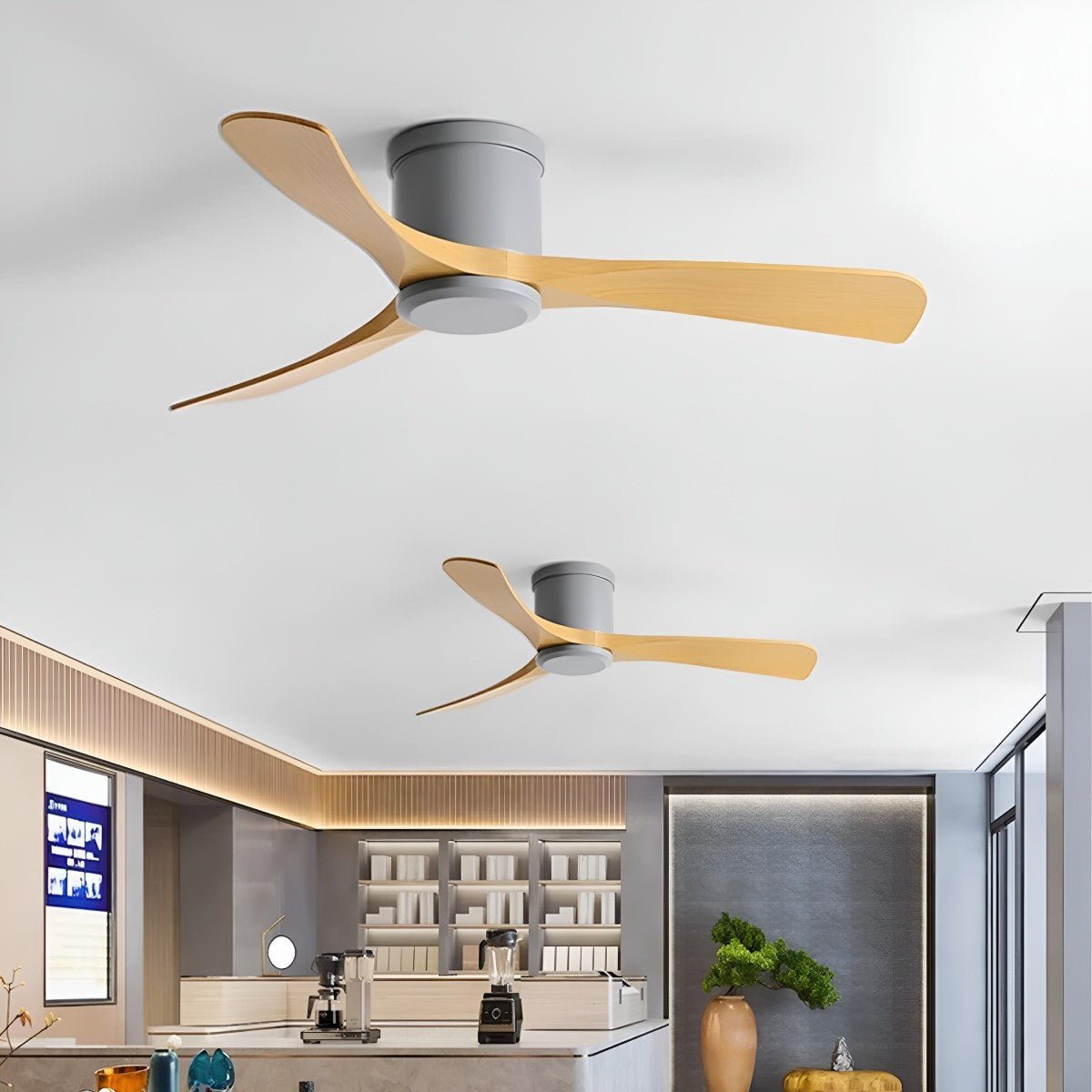 Modern 6-speed Reverse Frequency 3 Blades Imitation Wood Ceiling Fan DC Motor
