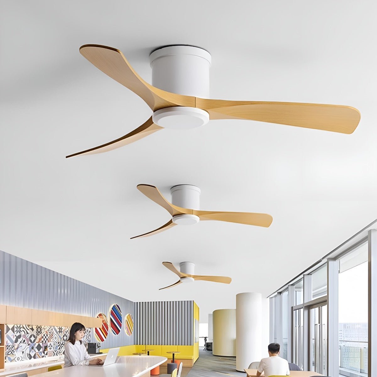 Modern 6-speed Reverse Frequency 3 Blades Imitation Wood Ceiling Fan DC Motor