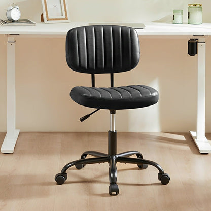 Modern Armless PU Leather Office Chair – Lumbar Support