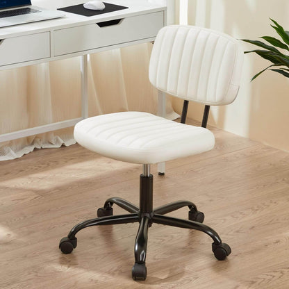 Modern Armless PU Leather Office Chair – Lumbar Support