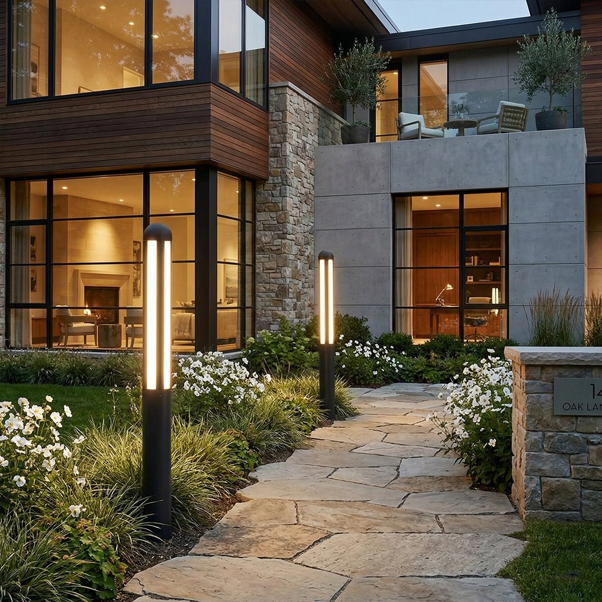 Modern Black Cylinder Waterproof LED Outdoor Path Post Light Street Lighting