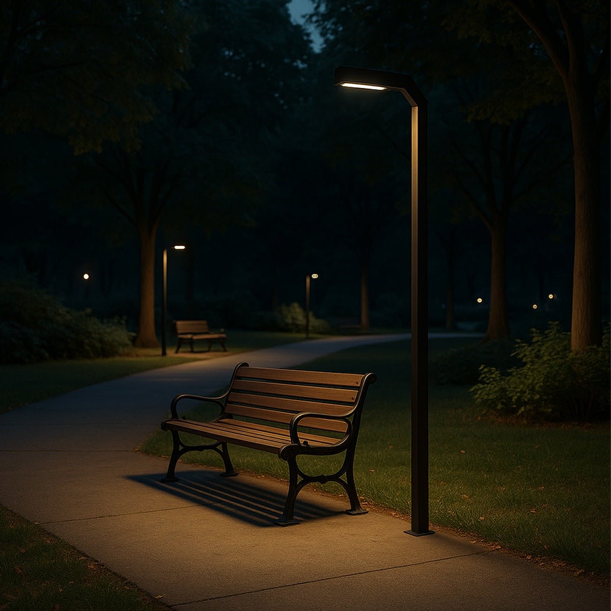Modern Black LED Column Outdoor Pole Street Light