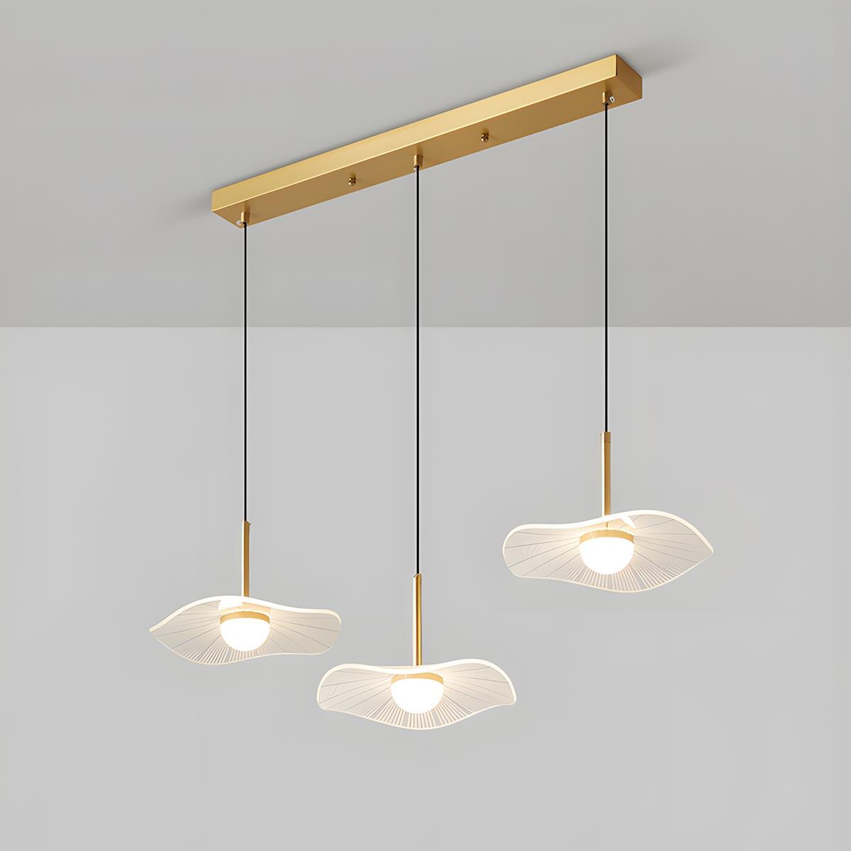 Modern Copper Lotus Leaf Bar LED Pendant Lights