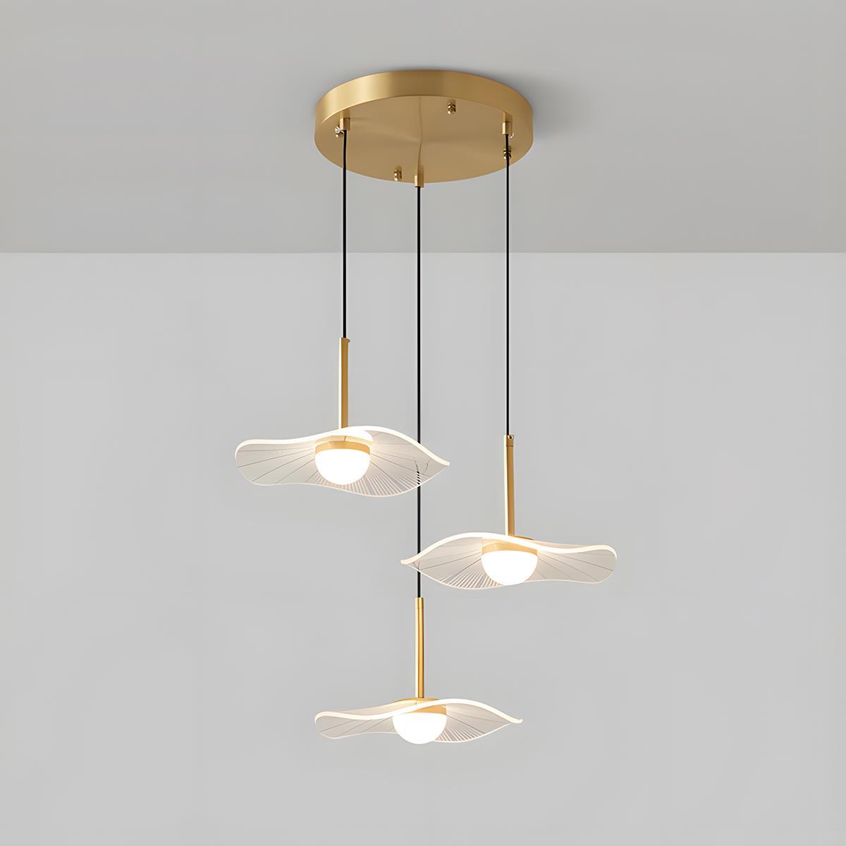 Modern Copper Lotus Leaf Bar LED Pendant Lights