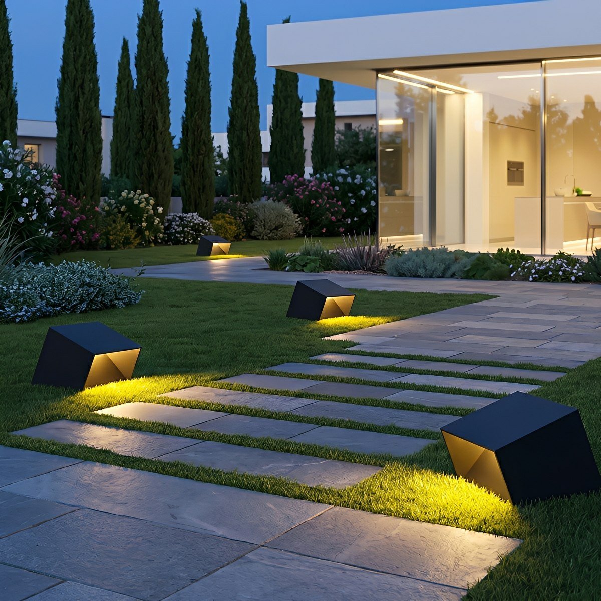 Modern Cube Garden LED Outdoor Post Light