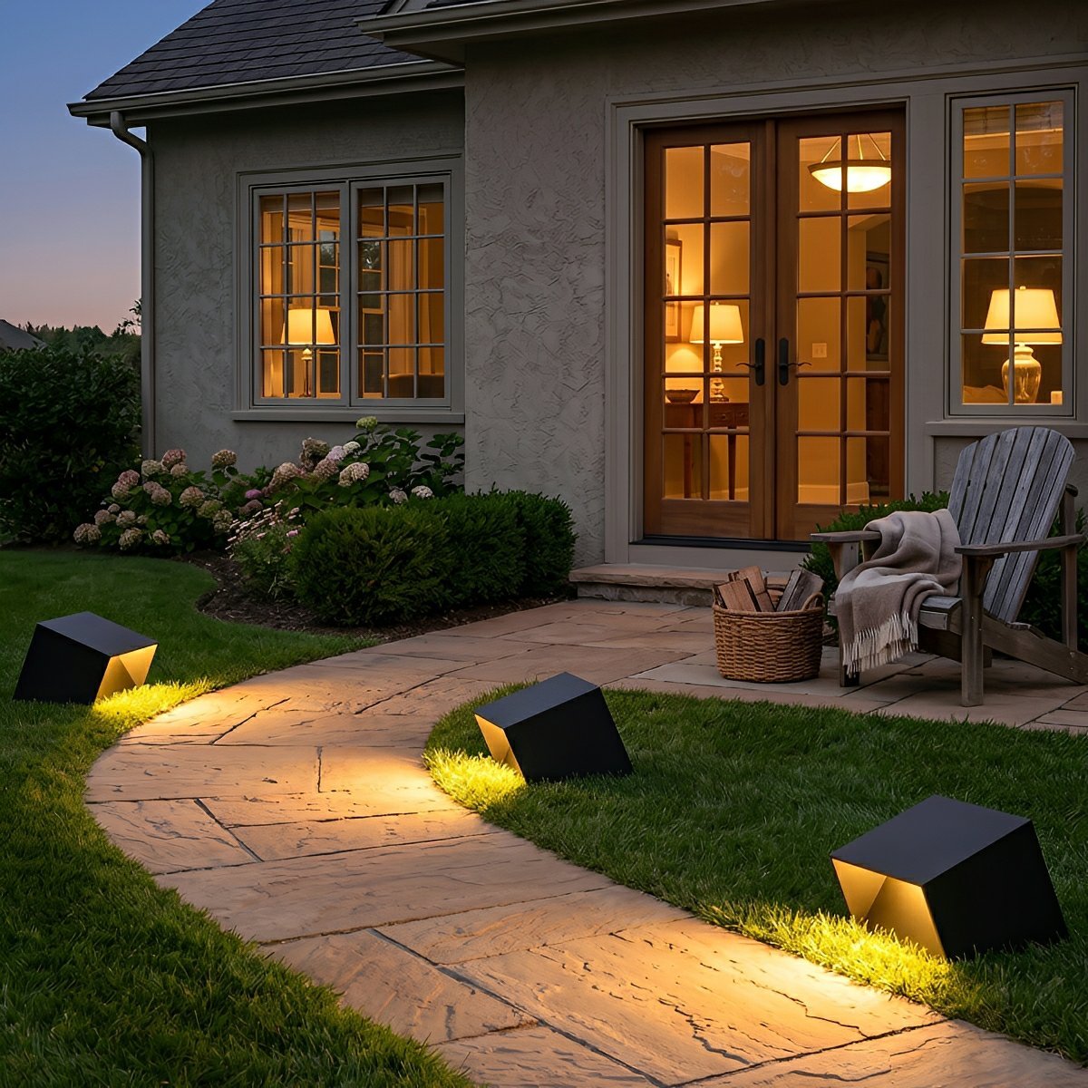 Modern Cube Garden LED Outdoor Post Light