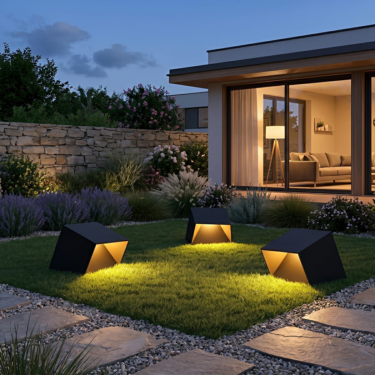 Modern Cube Garden LED Outdoor Post Light