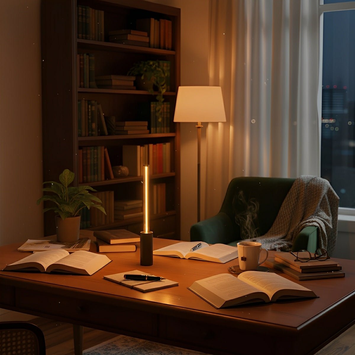 Modern Cylinder Dimmable LED Table Lamp Ambient Light