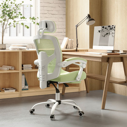 Modern Ergonomic Swivel Office Chair with Footrest & Lumbar Support