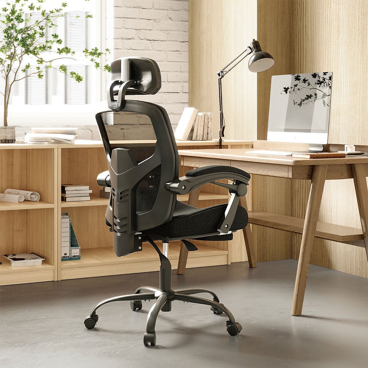 Modern Ergonomic Swivel Office Chair with Footrest & Lumbar Support