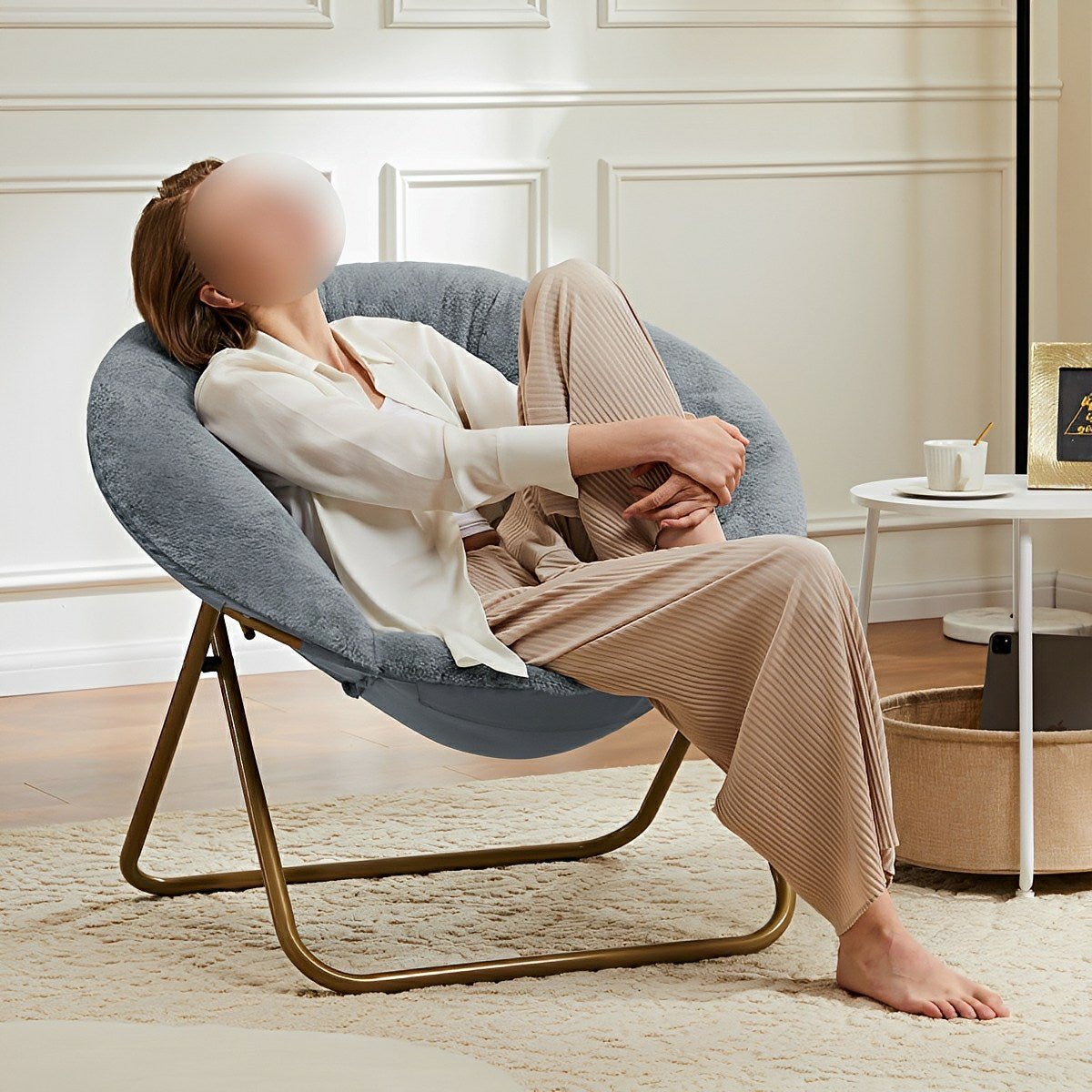 Modern Faux Fur Disc Chair – Bedroom, Living Room