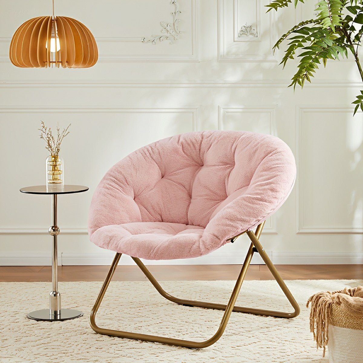 Modern Faux Fur Disc Chair – Bedroom, Living Room