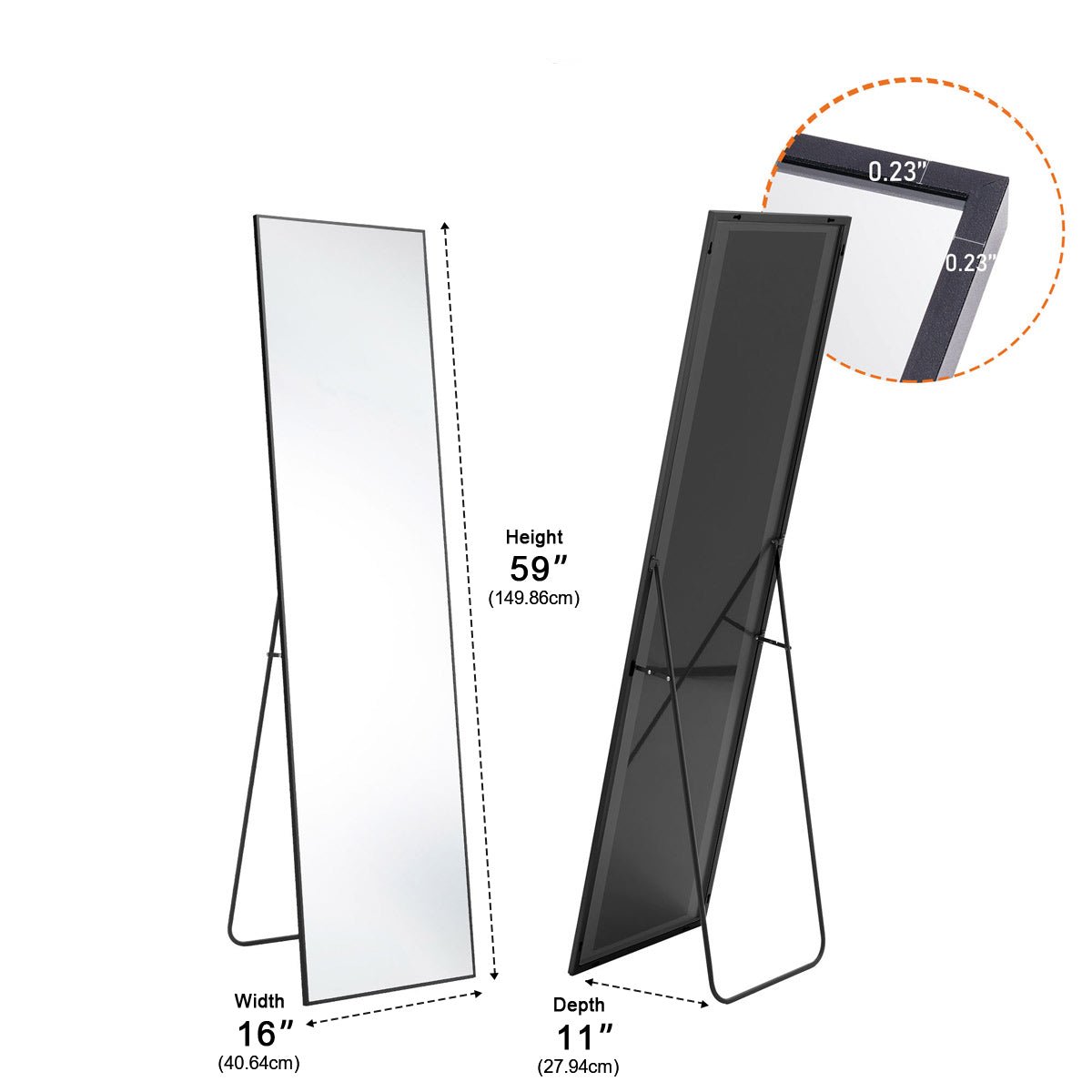 Modern Full Body Standing Floor Mirror Wall Mirror with Stand