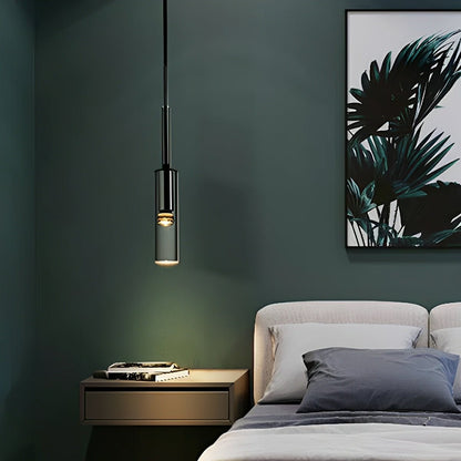 Modern Gray Cylindrical Crystal LED Pendant Light