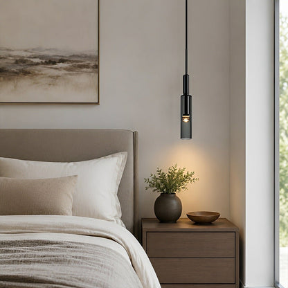 Modern Gray Cylindrical Crystal LED Pendant Light