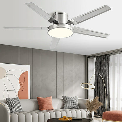 Modern Iron Five-leaf 6-speed Reverse DC Motor Fan Dimming Ceiling Fan Light