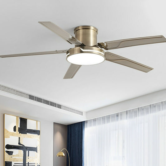 Modern Iron Five-leaf 6-speed Reverse DC Motor Fan Dimming Ceiling Fan Light
