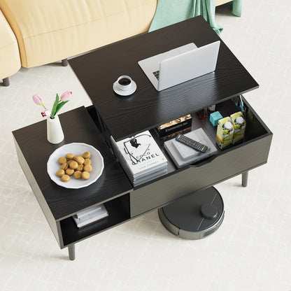 Modern Lift Tabletop Coffee Tables with Storage Shelf and Hidden Compartment