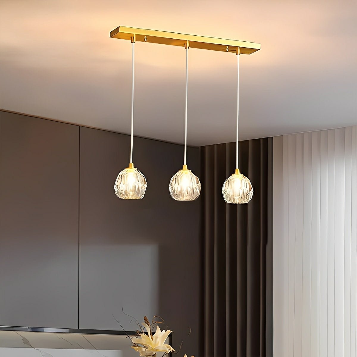 Dimmable Modern Luxury Brass Crystal Pendant Lights