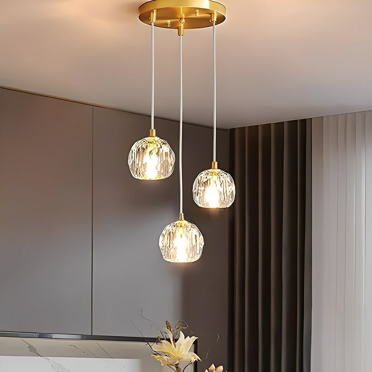 Dimmable Modern Luxury Brass Crystal Pendant Lights