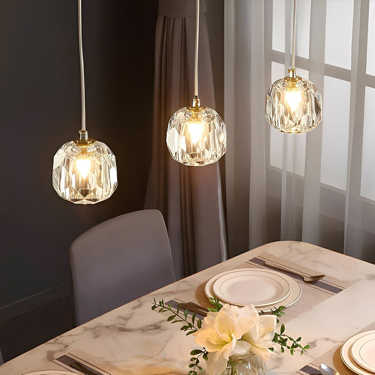 Dimmable Modern Luxury Brass Crystal Pendant Lights