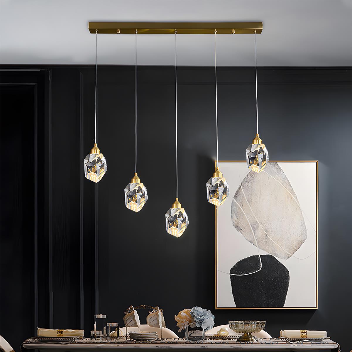 Dimmable Modern Luxury Brass Crystal Pendant Lights