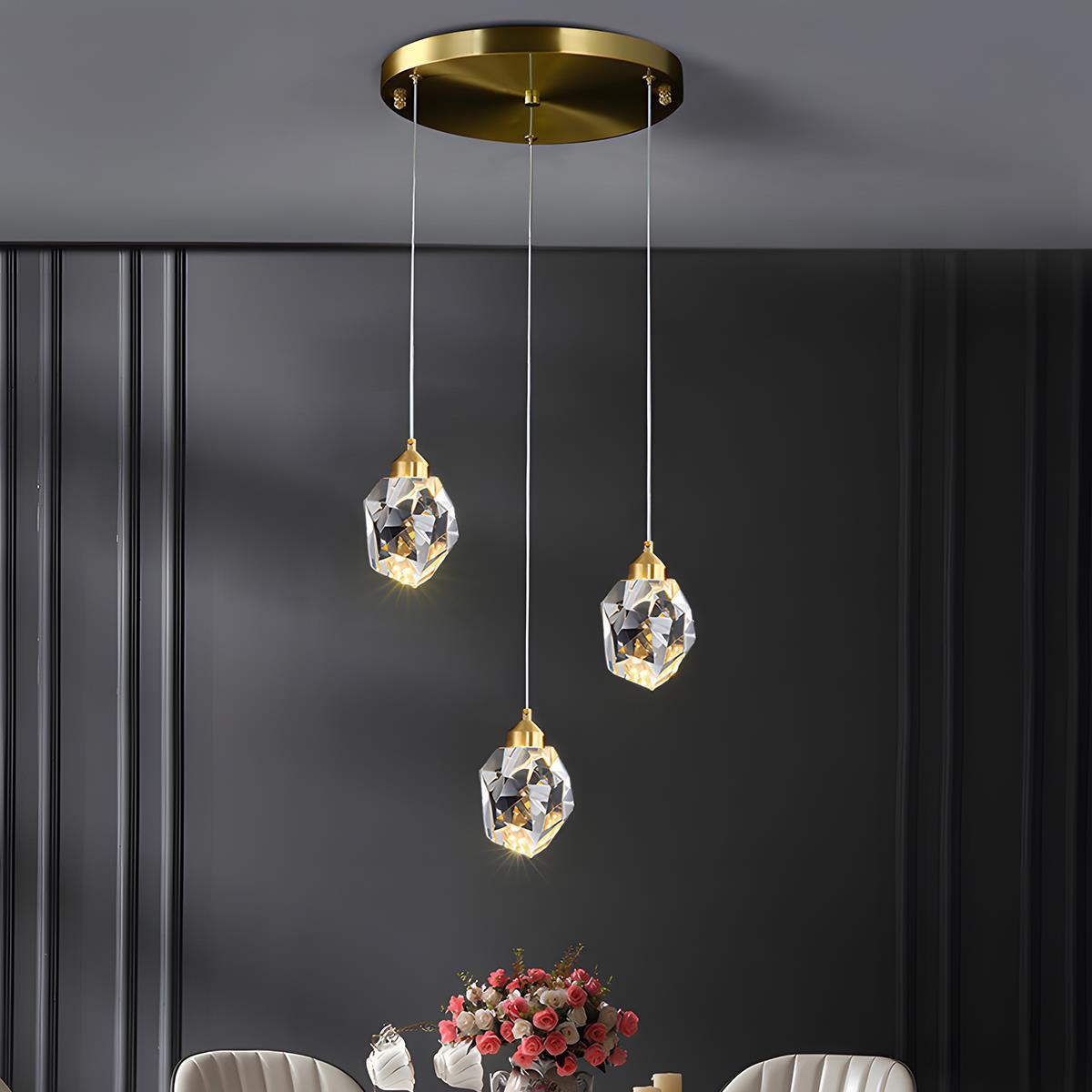 Dimmable Modern Luxury Brass Crystal Pendant Lights