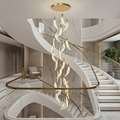 Modern Luxury Feather Spiral LED Chandelier