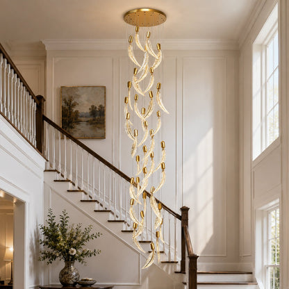 Modern Luxury Feather Spiral LED Chandelier