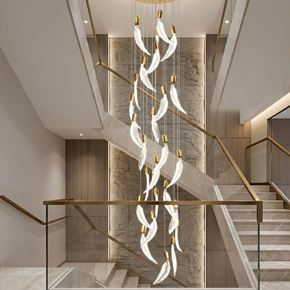 Modern Luxury Feather Spiral LED Chandelier