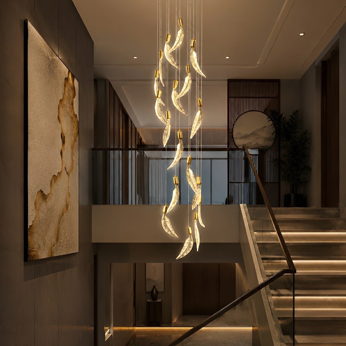 Modern Luxury Feather Spiral LED Chandelier