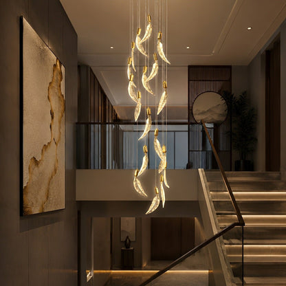 Modern Luxury Feather Spiral LED Chandelier