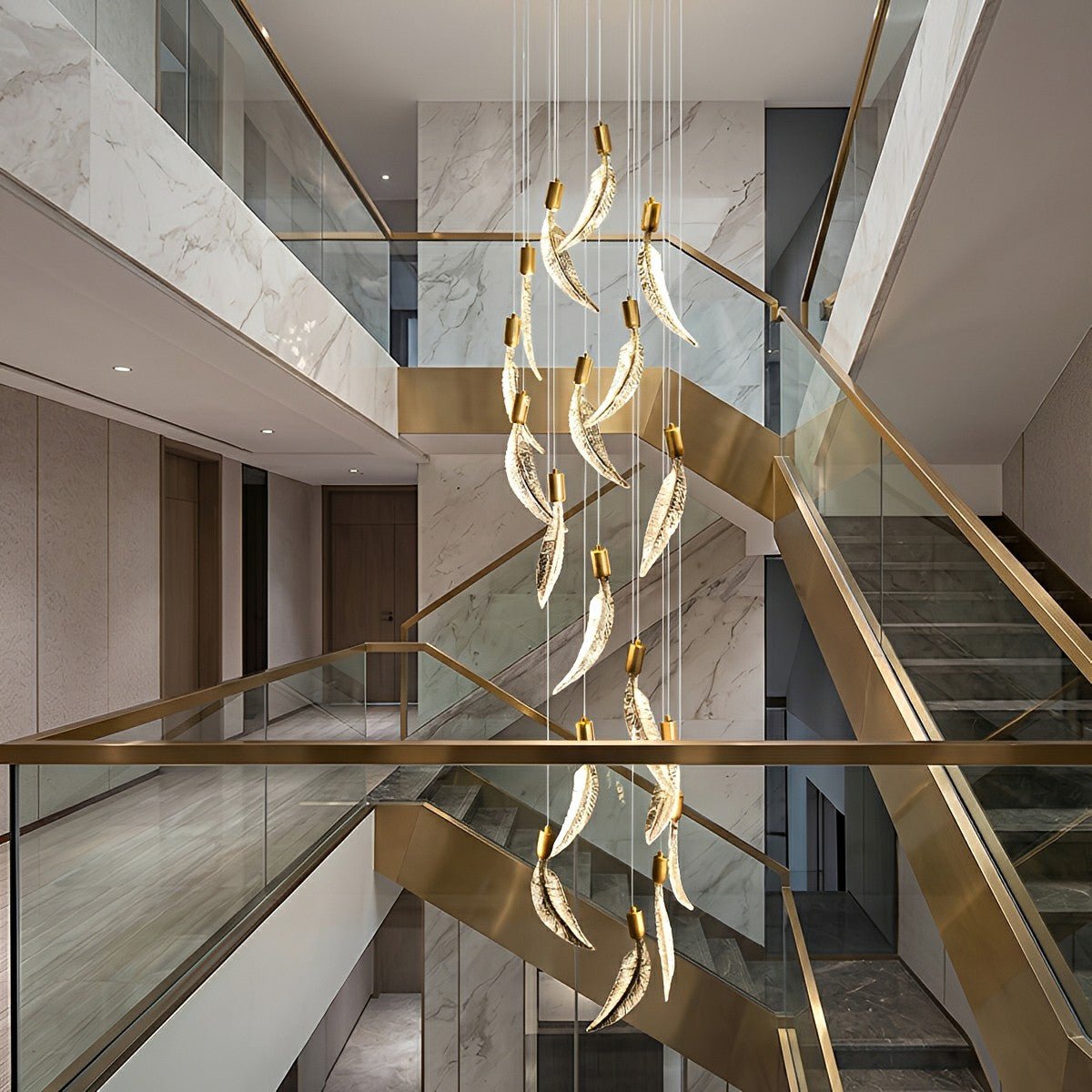 Modern Luxury Feather Spiral LED Chandelier