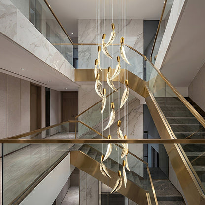 Modern Luxury Feather Spiral LED Chandelier