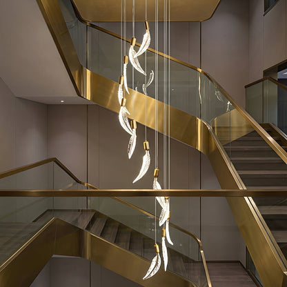 Modern Luxury Feather Spiral LED Chandelier