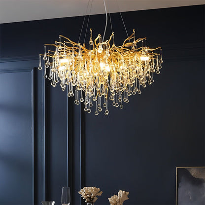 Modern Luxury Gold Tree Branch Teardrop Dimmable Chandelier Lights
